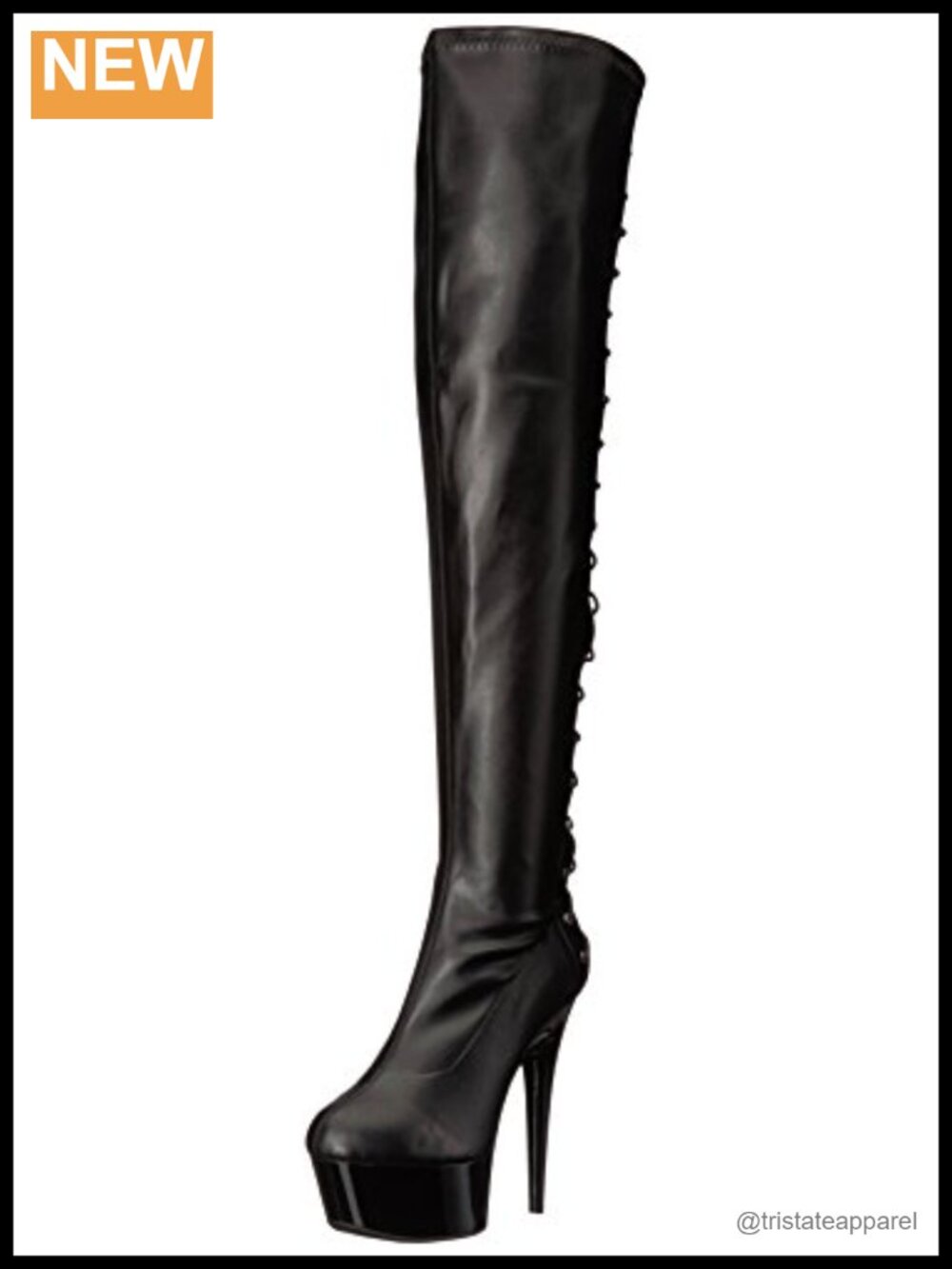 Women's Over-the-Knee Engineer Boots with Zipper and Lace-up Closure, Black PU